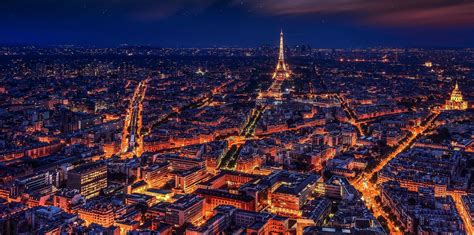 Landscape Photo Of Paris City Seeing Eiffel Tower With Buildings Lights