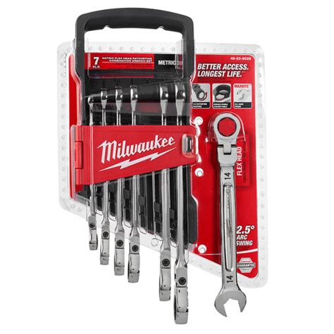 Milwaukee 48 22 9529 7pc Flex Head Ratcheting Wrench Set Metric