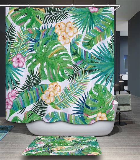 New Arrival Nature Tropical Flowers Plants Pattern Shower Curtain