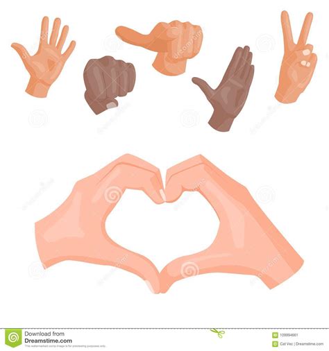 Hands Deaf Mute Heart Symbol Vector Different Gestures