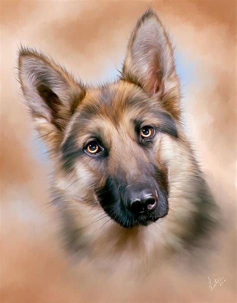 German Shepherd Dog By Linton Hart Animal Paintings German Shepherd