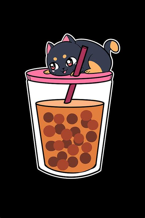 Cute Anime Bubble Tea Foodie Cat Cats Kawaii Manga Painting By Amango