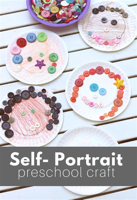Jumpstart's toddler activities give parents plenty of ideas on how to keep their young ones. Paper Plate & Button Self Portrait Preschool Craft - No ...