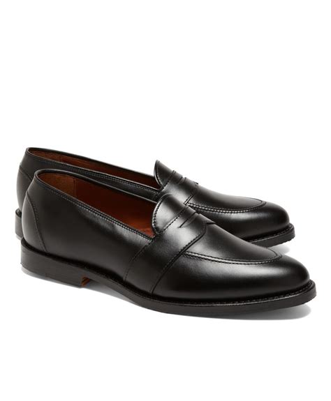 brooks brothers leather low vamp penny loafers in black for men lyst