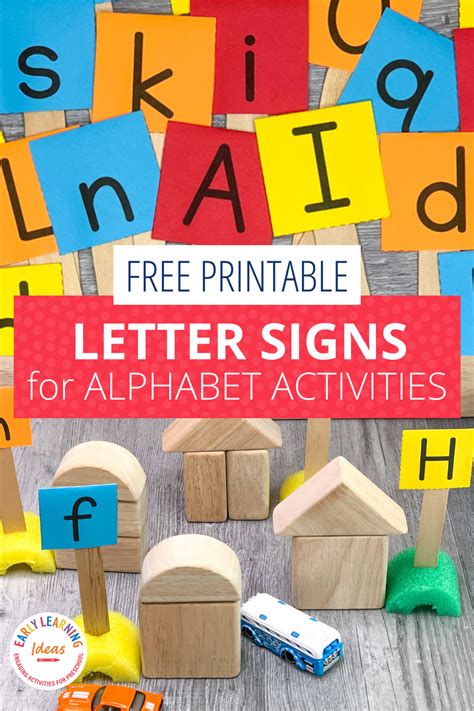The Printable Letter Signs For Alphabet Activities Are On Display In