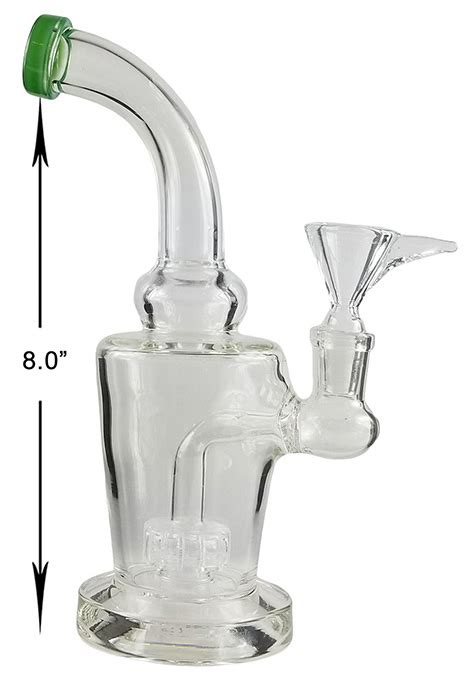 8 Inch Clear And Green Percolator Water Pipe Esmokeshop