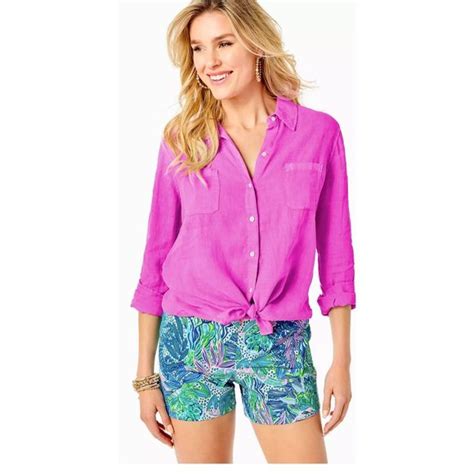 Lilly Pulitzer Tops Lilly Pulitzer Sea View Linen Button Down