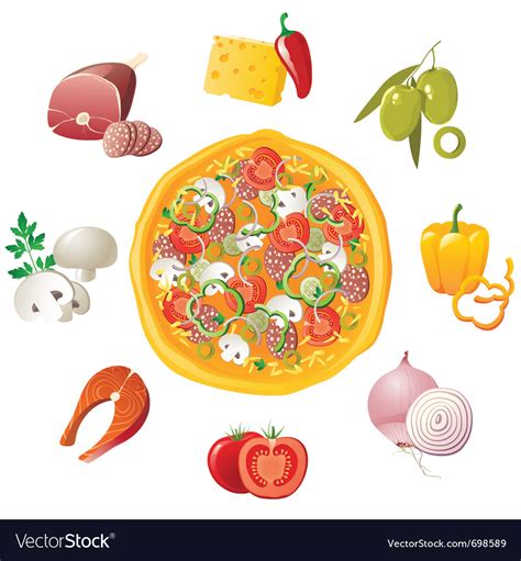 Pizza And Ingredients Royalty Free Vector Image