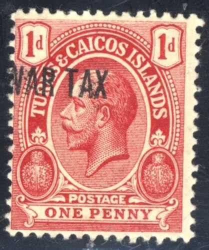 Turks Caicos Island War Stamp Opt Var SC MR A O P Carmine