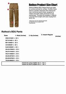 Rothco 39 S Bdu Pants Size Chart Printable Pdf Download