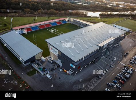 An Aerial View Of The Aj Bell Stadium Home Of Sale Sharks Stock Photo