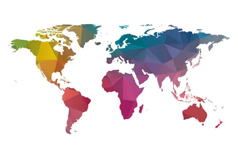 Low Poly World Map Colorful Custom Designed Illustrations Creative