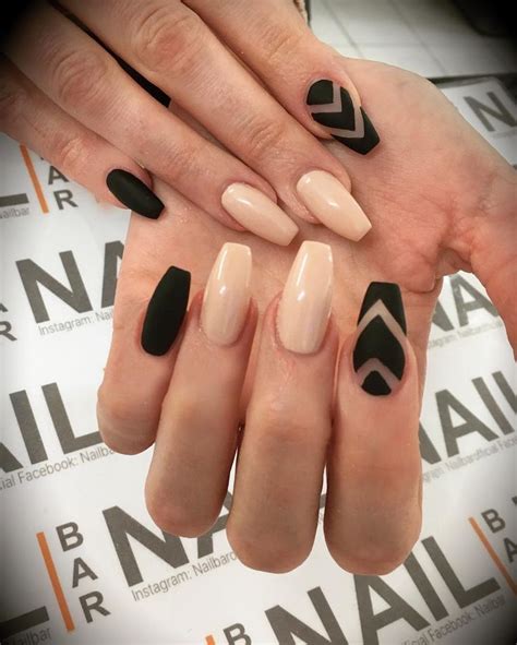 Matte Black And Nude Beauty Nails Makeup Nails Nail Manicure Nail