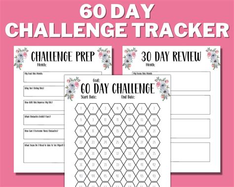 60 Day Challenge Tracker Printable 60 Day Tracker Habit Etsy Canada