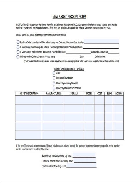 Free 5 Asset Receipt Forms In Ms Word Pdf