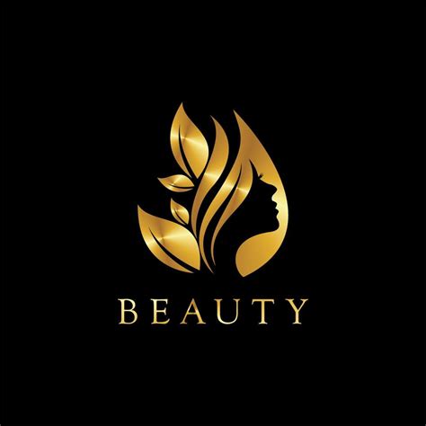 Natural Beautiful Womans Face Flower Logo With Gold Gradient Design