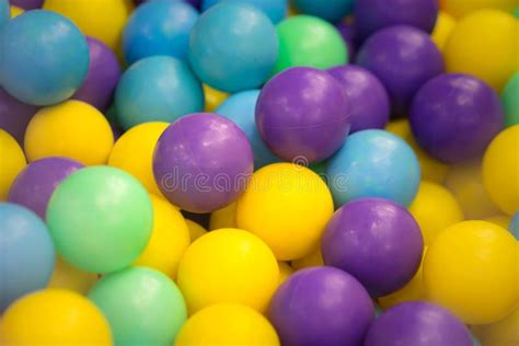 Colorful Yellow Blue And Green Plastic Balls Stock Photo Image Of