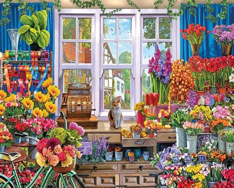 White Mountain Puzzles Flower Shop 1000 Piece Jigsaw Puzzle In 2022