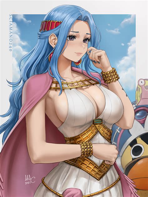Sciamano240 Nefertari Vivi One Piece Highres 1girl Blue Hair
