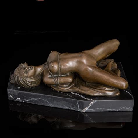 ATLIE BRONZES Sex Slave Girl Nude Bronze Sculpture Bundled Woman Statue