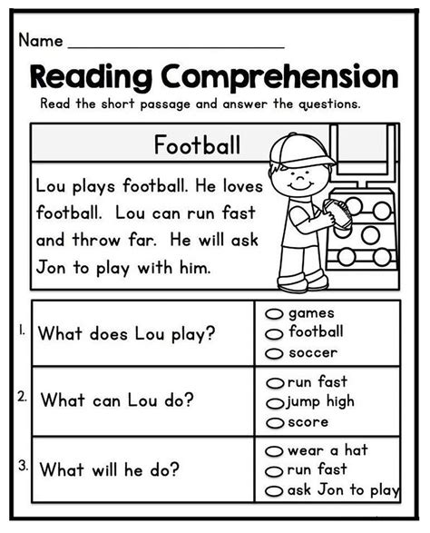 Free Printable First Grade Reading Comprehension Worksheets
