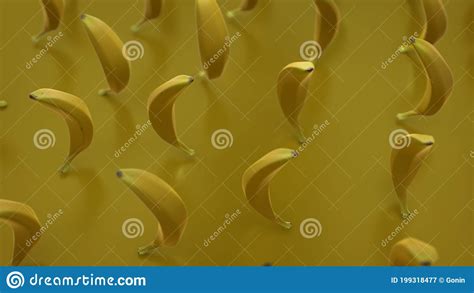 Group Of Yellow Bananas 3d Render Stock Illustration Illustration Of