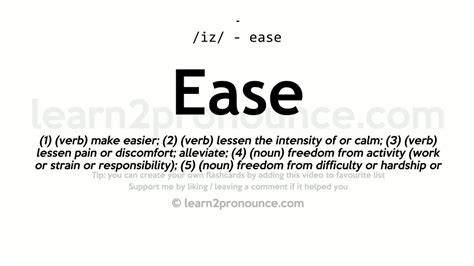 Pronunciation Of Ease Definition Of Ease Youtube