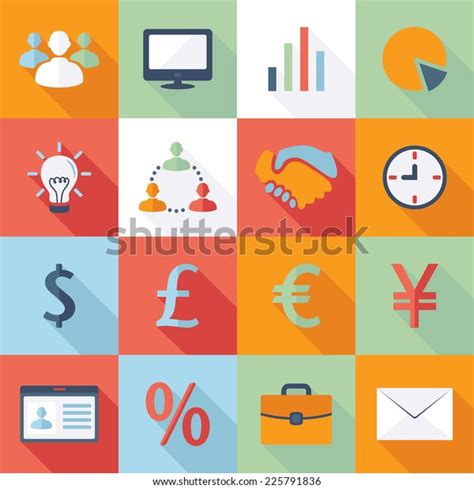 Business Icons Vector Collection Flat Colorful Stock Vector Royalty