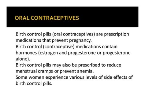 Class Oral Contraceptives