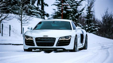Audi R8 Rides In The Snow Wallpapers And Images Wallpapers Pictures