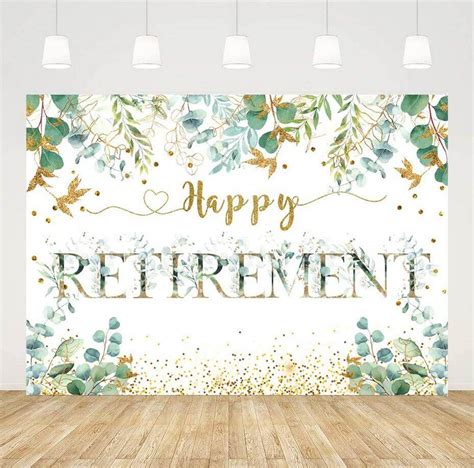 Happy Retirement Backdrop Green Leaves Spring Theme Retirement Party