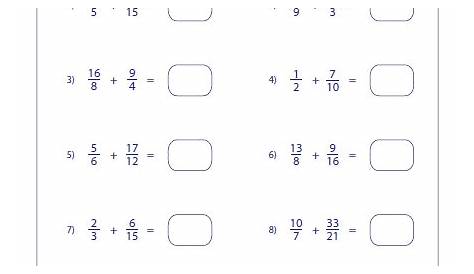 Adding Fractions Worksheets