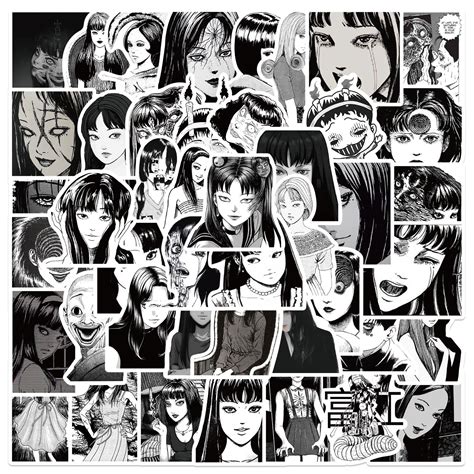 Print Black And White Thriller Horror Style Anime Junji Ito Stickers
