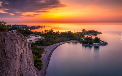 Jezioro Ontario W Kanadzie O Zachodzie Słońca