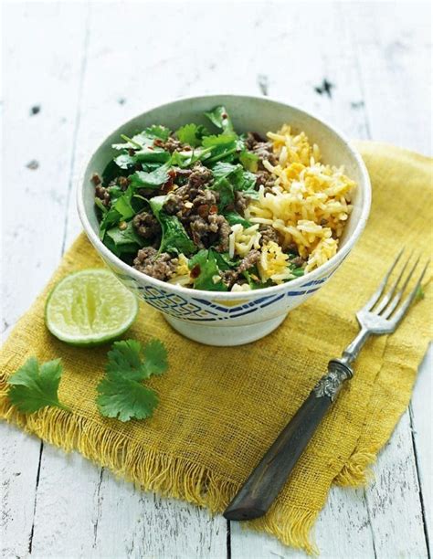 Start by placing and mixing breadcrumbs, chopped onions, 2 eggs, and minced beef in a bowl. Thai beef larb with egg-fried rice | Recipe | Minced beef ...