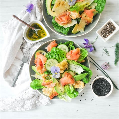 Smoked Salmon Caesar Salad Easy And Healthy Mrs Joness Kitchen