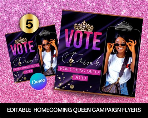 Homecoming Flyer Queen Campaign Flyers Vote Homecoming Queen Etsy