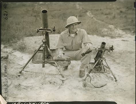 Major Posing With Mortars At Fort Benning Georgia On 12 July 1944