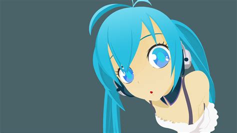 Download Blue Eyes Blue Hair Minimalist Hatsune Miku Anime Vocaloid 4k