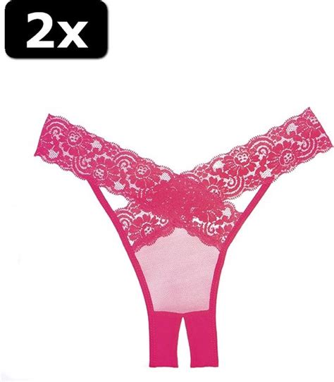 2x Adore Desire Panty Crotchless Hot Pink