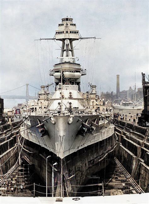 Uss Texas Bb 35 In A Dry Dock At The New York Navy Yard For Repair