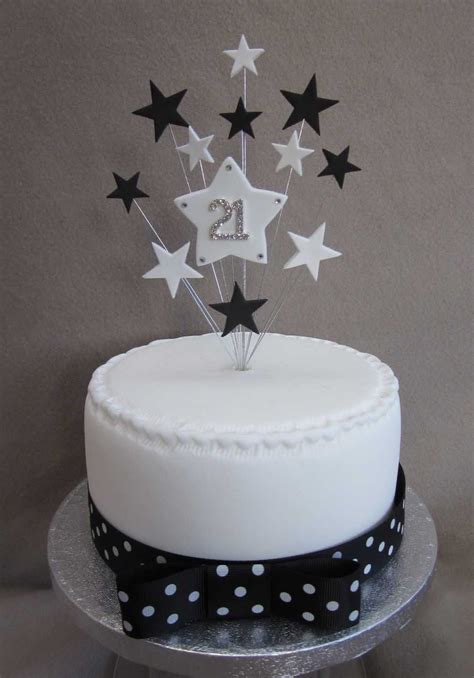 Birthday cake decorating supplies and themed cake accessories for kids and adults. 21st Birthday Cake Topper Black And White Stars Suitable ...