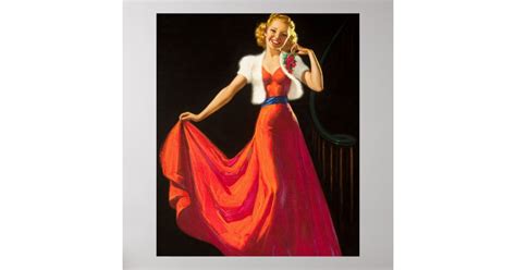 Red Dress Pin Up Art Poster Zazzle