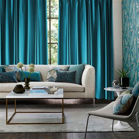 100 Colors Pair Of 65 Cotton Faux Silk Window Etsy Canada Turquoise Living Room Decor Blue