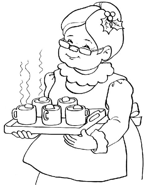 The cute kitten made santa laugh. Christmas Mrs. Claus Coloring Page | Santa coloring pages