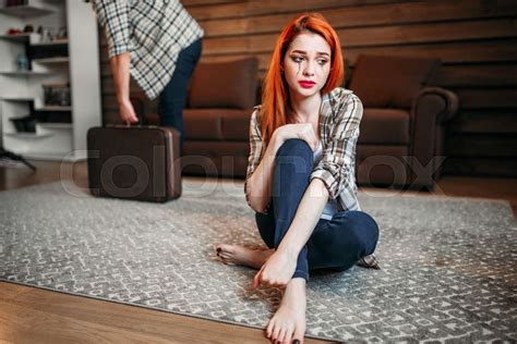 Wife Crying Husband Leaves The House Quarrel Stock Image Colourbox