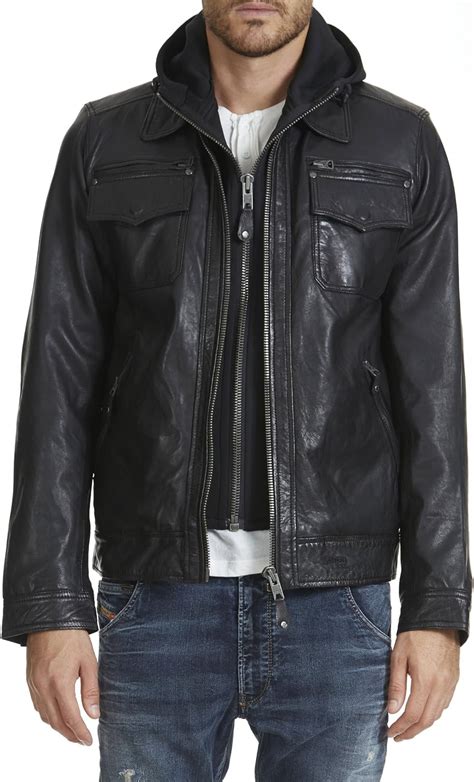 Schott Nyc Mens Police Leather Jacket Black Small Uk