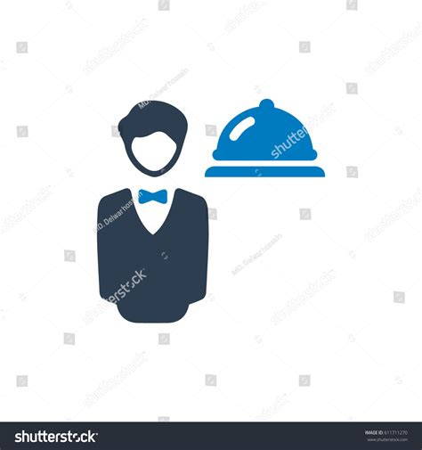 Waiter Serving Food Icon Stock Vector Royalty Free 611711270