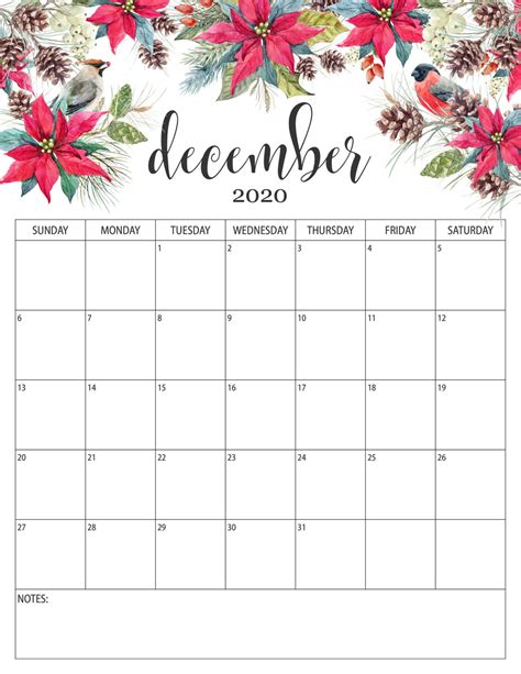 Printable Calendar December 2020 Free And Cute Printable December