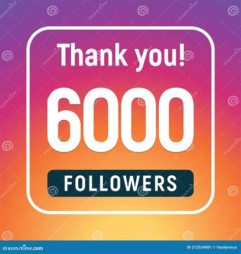 6000 Followers Vector Greeting Social Card Thank You Followers